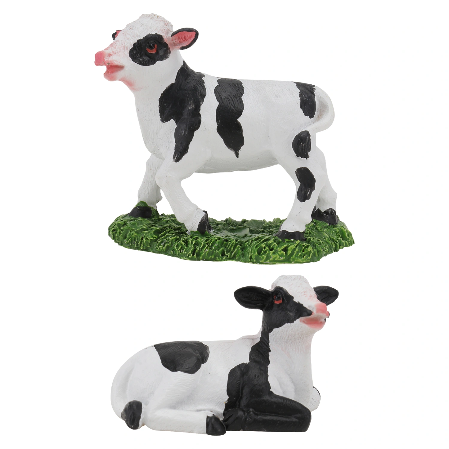 2pcs Mini Cow Adornments Mini Scene Models Small Cow Potted Plant Decors