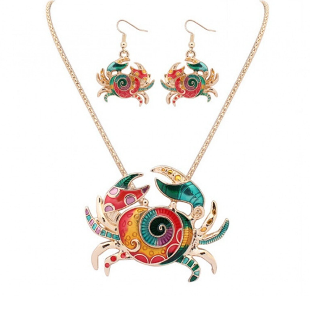 Turtle Pendant Necklace Neck Chain with Dangling Earrings Set for Jewelry Decoration (Gold)