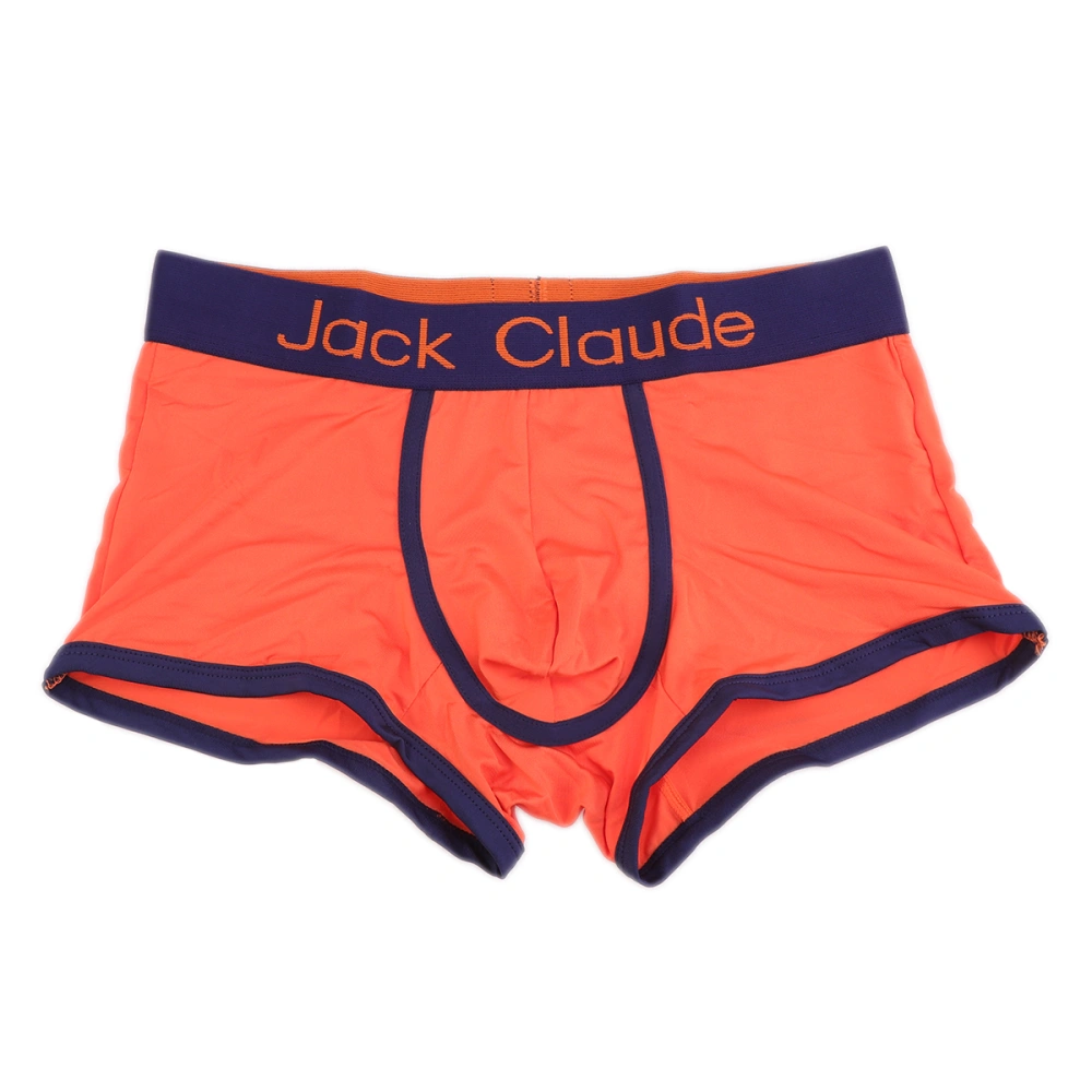 Men's Sexy Underwear Stretch Briefs Separate Pouches Shorts Trunks Size M (Orange)