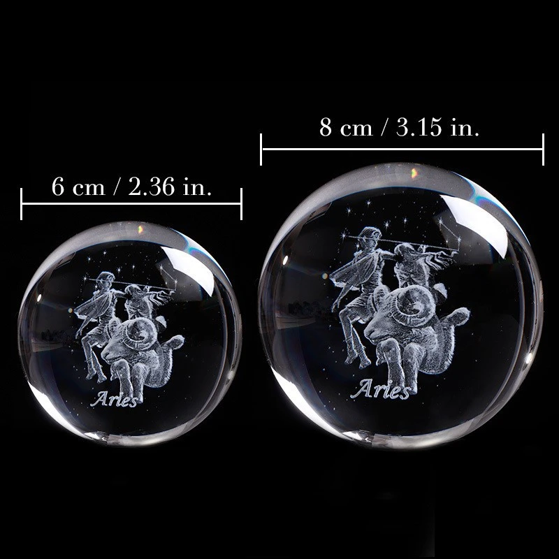 1 Set of Crystal Ball Decoration Creative Constellation Pattern Crystal Ball Tabletop Clear Ball With Metal Stand