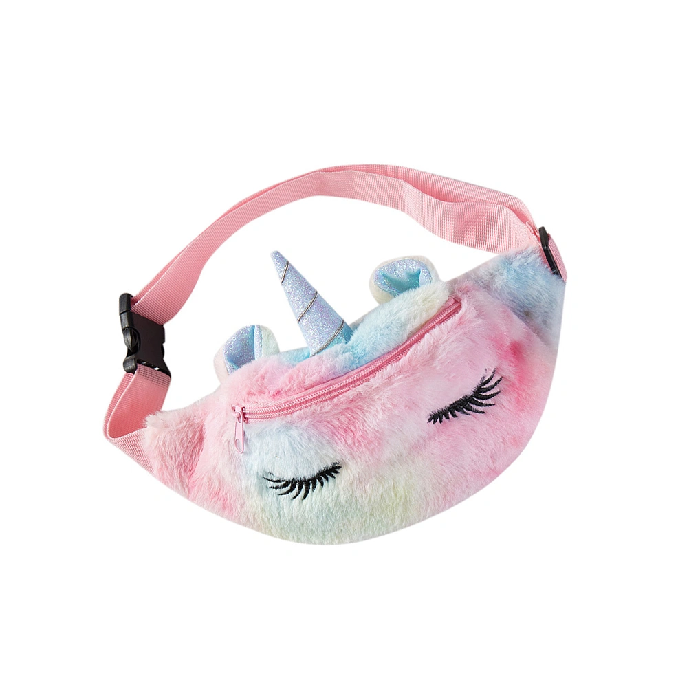 1pc Cartoon Unicorn Plush Waist Bag Children One-shouldered Bag Cross Body Bag