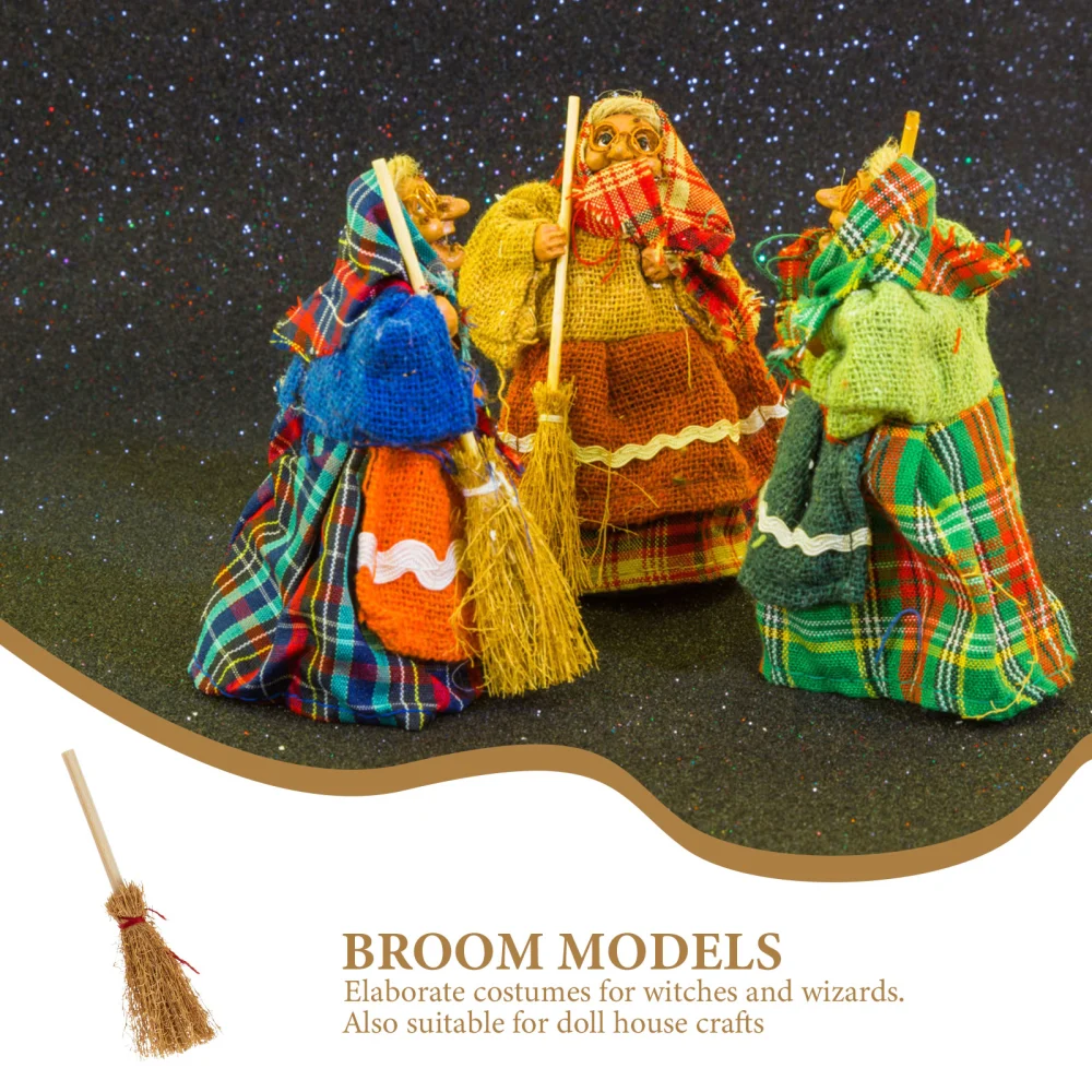 9pcs Mini Brooms Doll House Decor Accessories Miniature Cleaning Tool Models