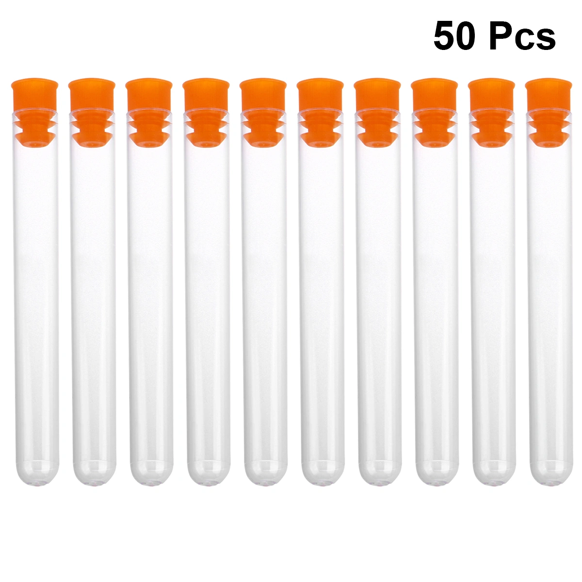 50Pcs Plastic Clear Test Tube for Scientific Experiments Party Candy Storage with Cap(Random Color)