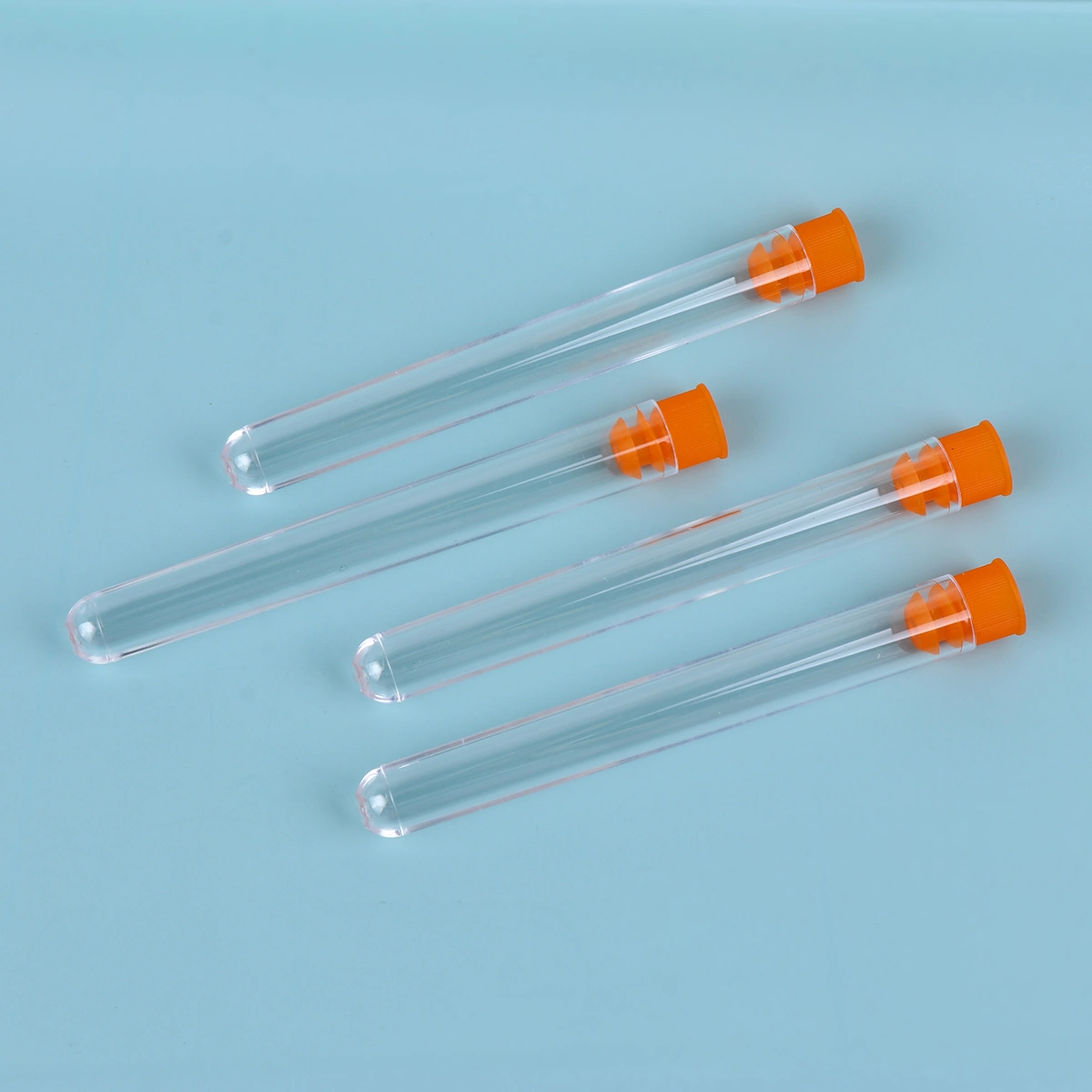 50Pcs Plastic Clear Test Tube for Scientific Experiments Party Candy Storage with Cap(Random Color)