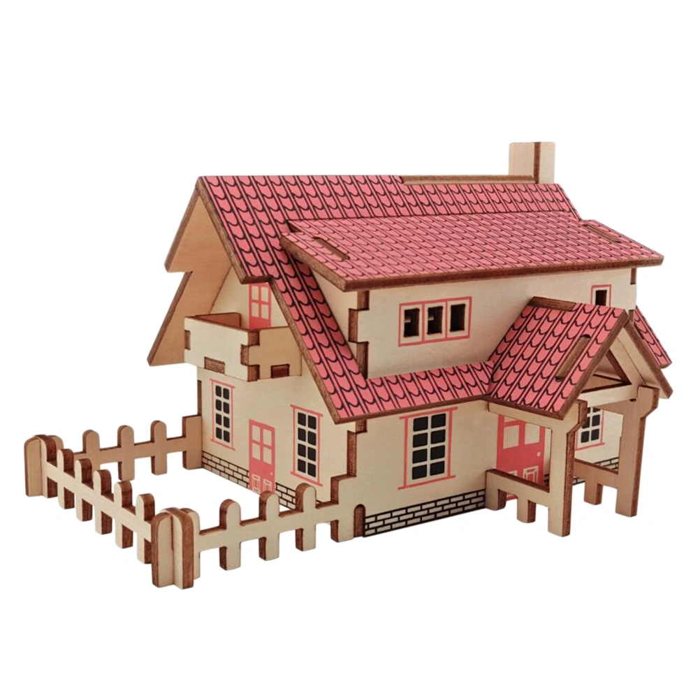 1pc 3D Wooden House Puzzle Educational Board Toy DIY Funny Jigsaw for Kids Children (Western Cottage)