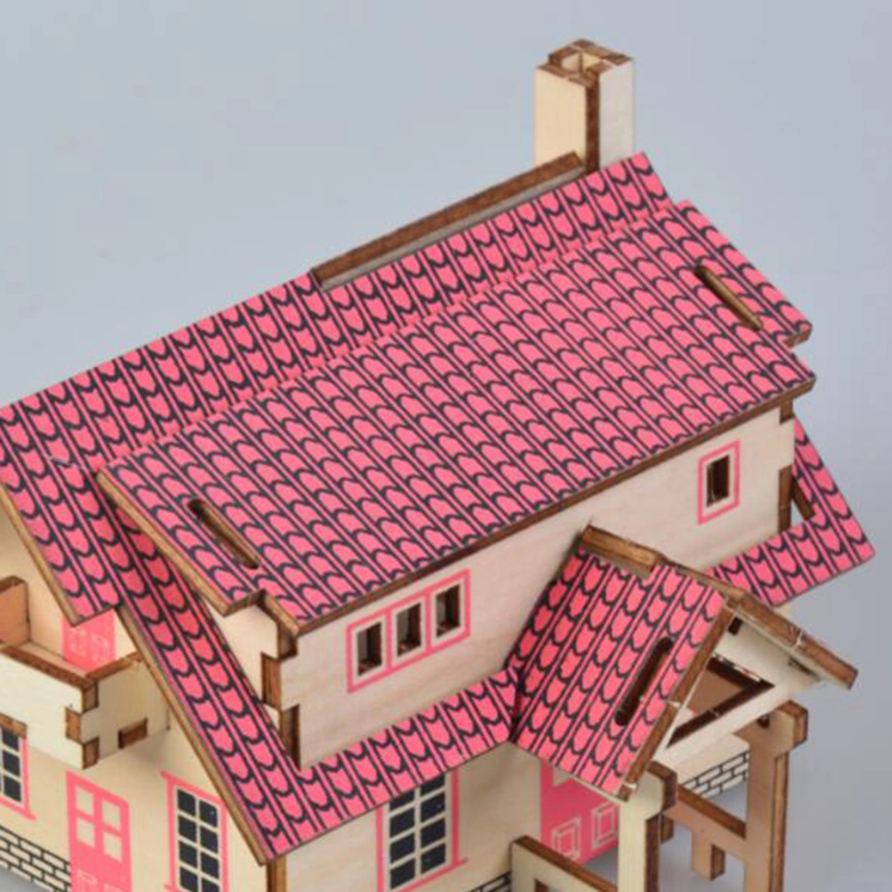 1pc 3D Wooden House Puzzle Educational Board Toy DIY Funny Jigsaw for Kids Children (Western Cottage)