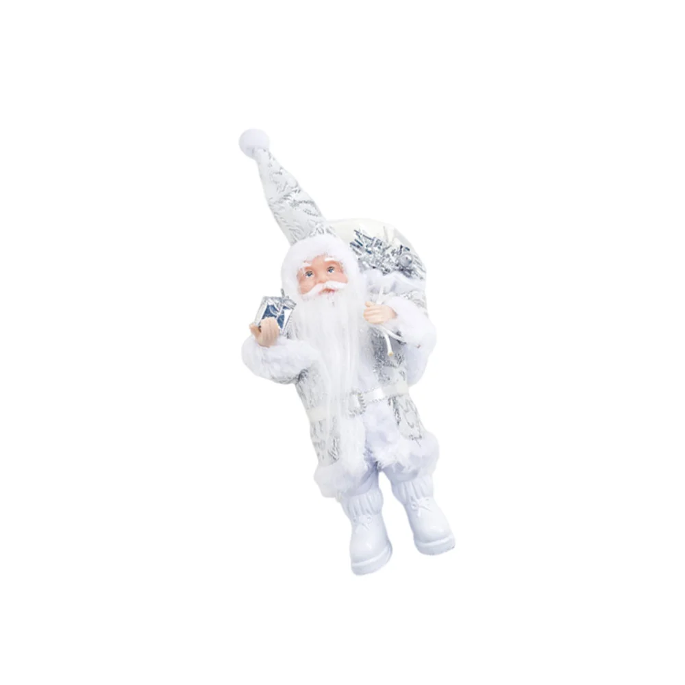 Christmas Ornament Santa Standing Man Doll Desktop Ornament Mini Doll Door for Home Cafe Shop Layout Decoration Supplies (Silver)