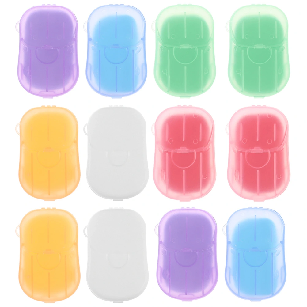 12 Boxes Soap Sheets Box Pack Soap Piece Travel Supplies Hand Washing Soap Slices