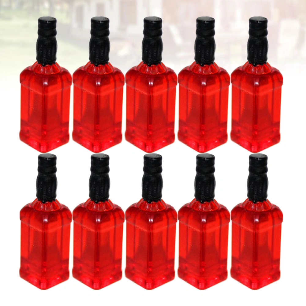 10pcs Mini House Accessories Miniature Food Play Photographing Set Creative Earrings Pendant Mini Wine (Red)