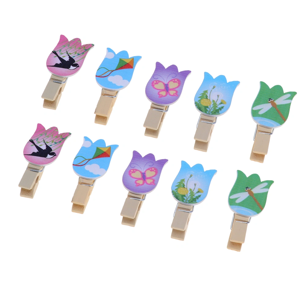 10Pcs  Animal Pattern Wooden Clips Lovely Photo Folder Cartoon Clips DIY Photo Wall Clip for Home Kids