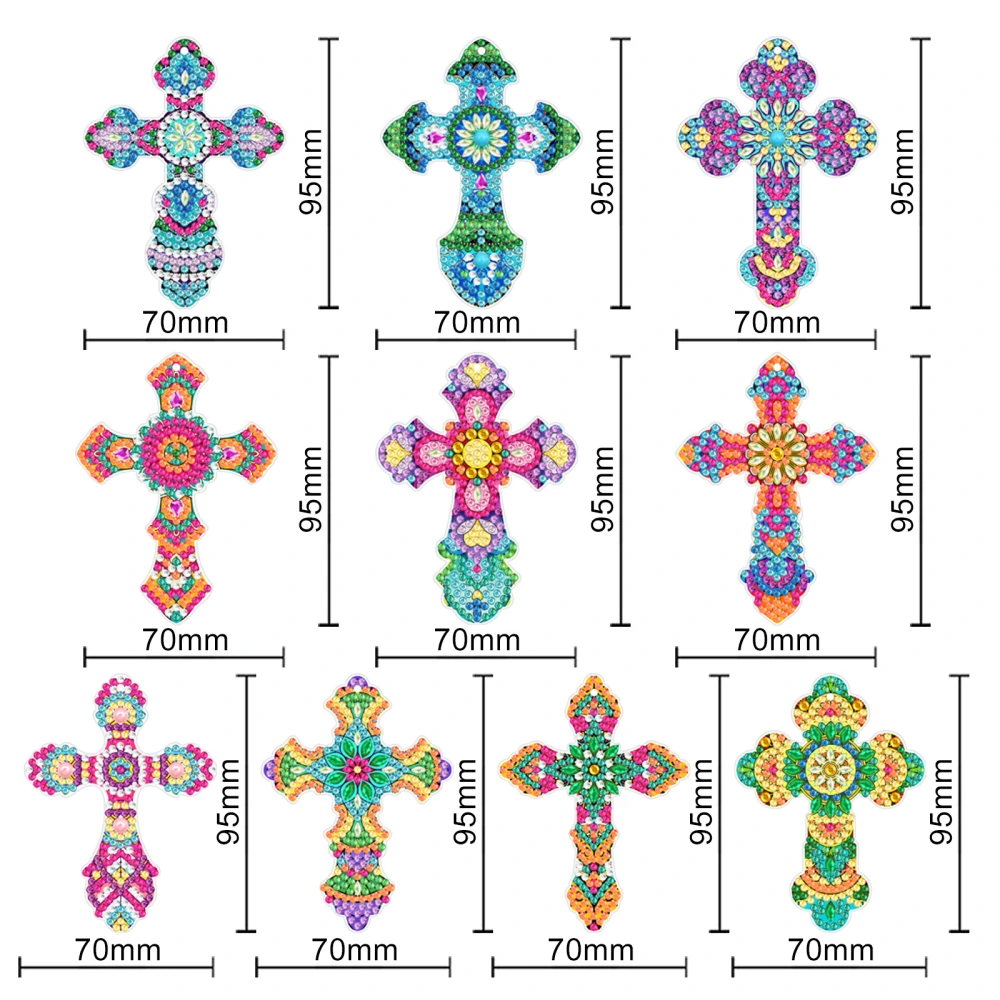 1 Set Cross Diamond Arts Painting Pendant Cross Shaped Hanging Diamond Picture