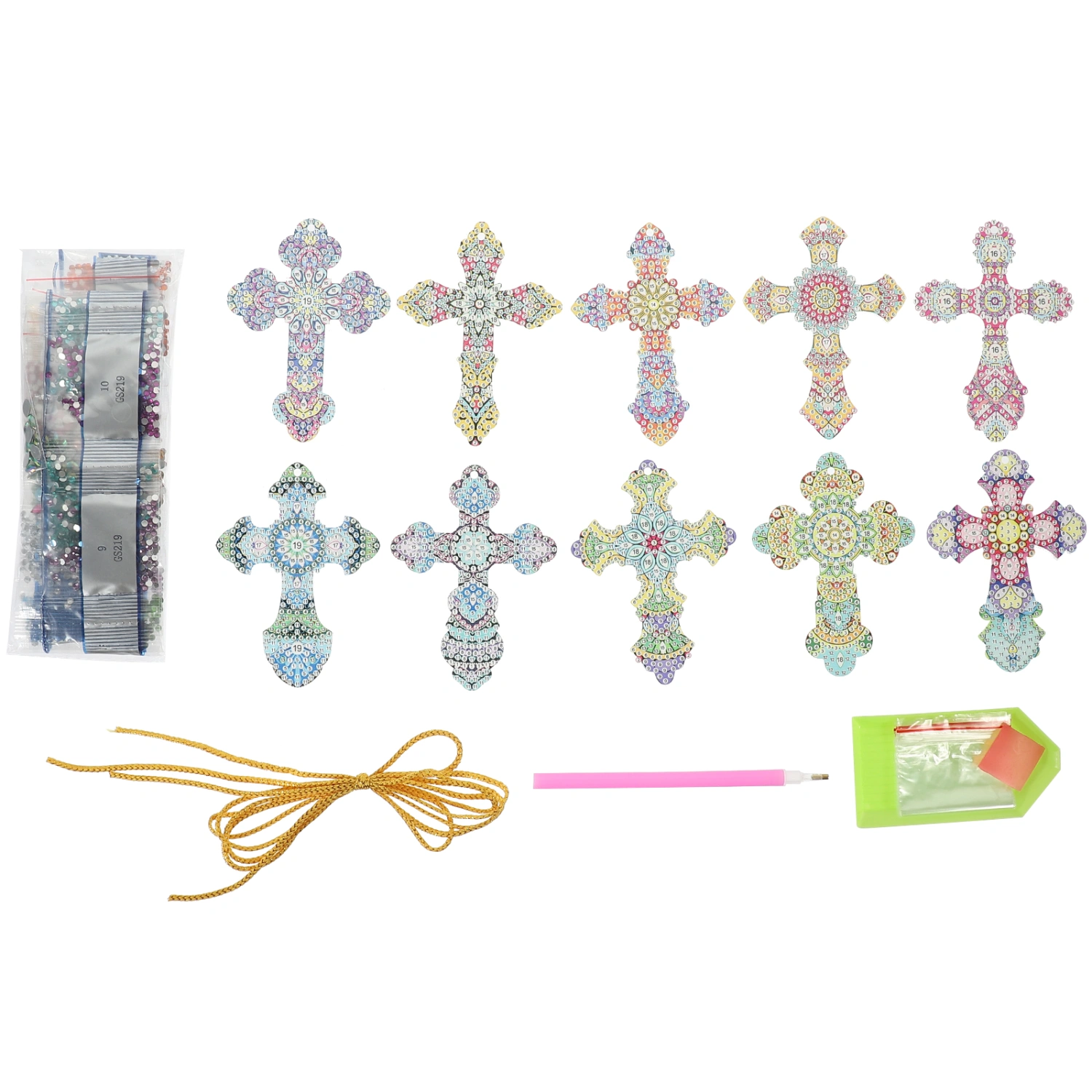 1 Set Cross Diamond Arts Painting Pendant Cross Shaped Hanging Diamond Picture