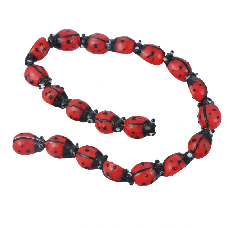 1 Bag of Glass Ladybug Beads Jewelry Making Beads Ladybug DIY Beads Vintage Ladybug Loose Beads