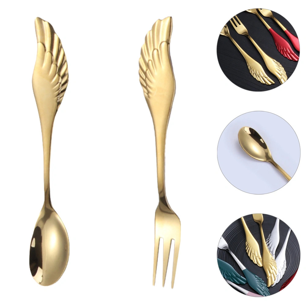 Stainless Steel Fork with Spoon Multi-functional Dinnerware Portable Tableware