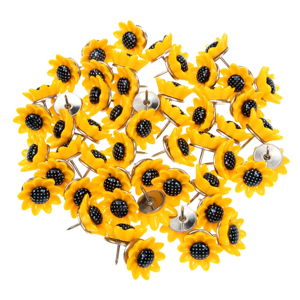 50pcs Sunflower Push Pin Sunflower Thumb Tacks Creative Tacks Flower Tacks Bulk