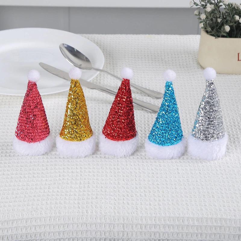 5pcs Small Christmas Hat Silverware Holders Cutlery Christmas Hat Cover Table Centerpiece