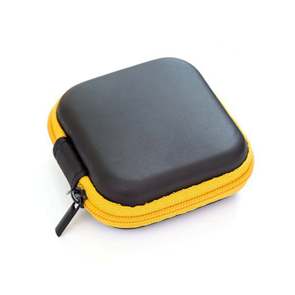 Assorted Color Mini EVA Headphones Storage Box Case Portable Travel Carrying Case Earphones Earbuds Headset USB Cable Pouch (Yellow)