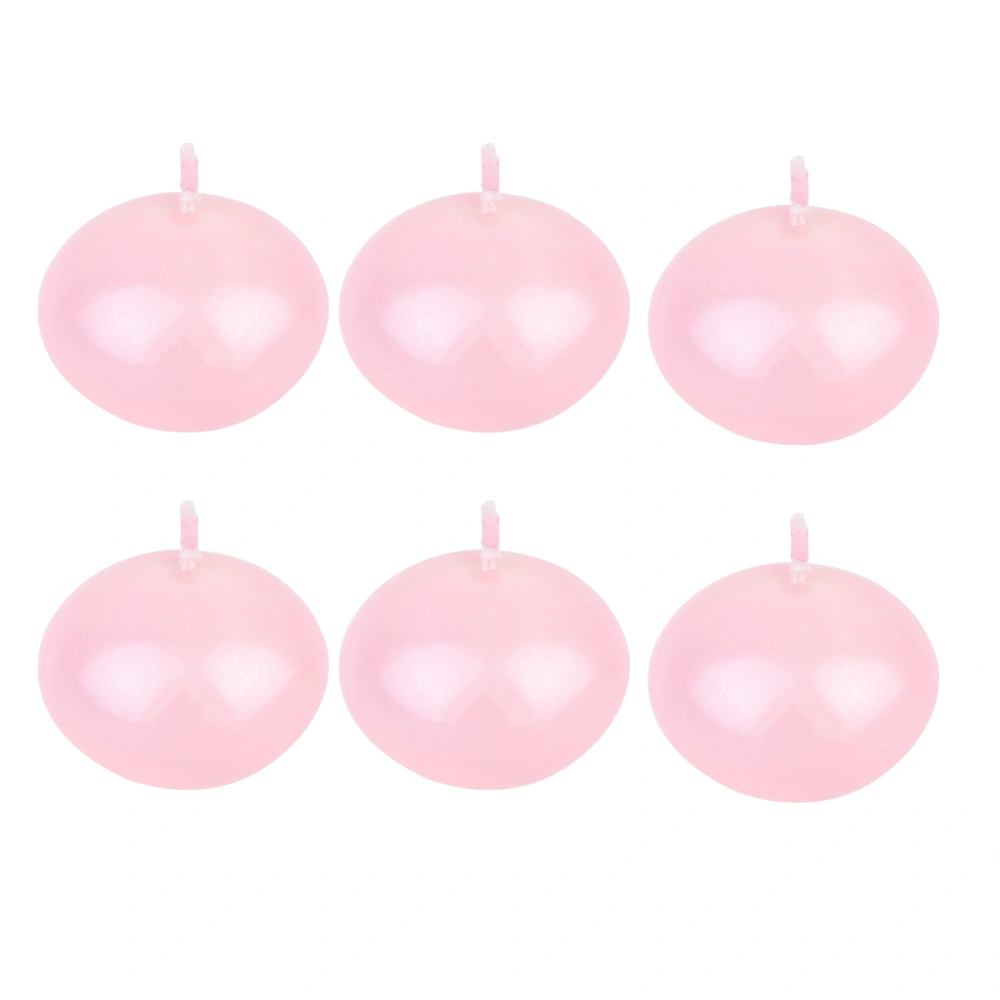 6pcs Smokeless Candles Plating Color Wedding Candle Floating Candles for Propose Valentine's Day Wedding (Pink)