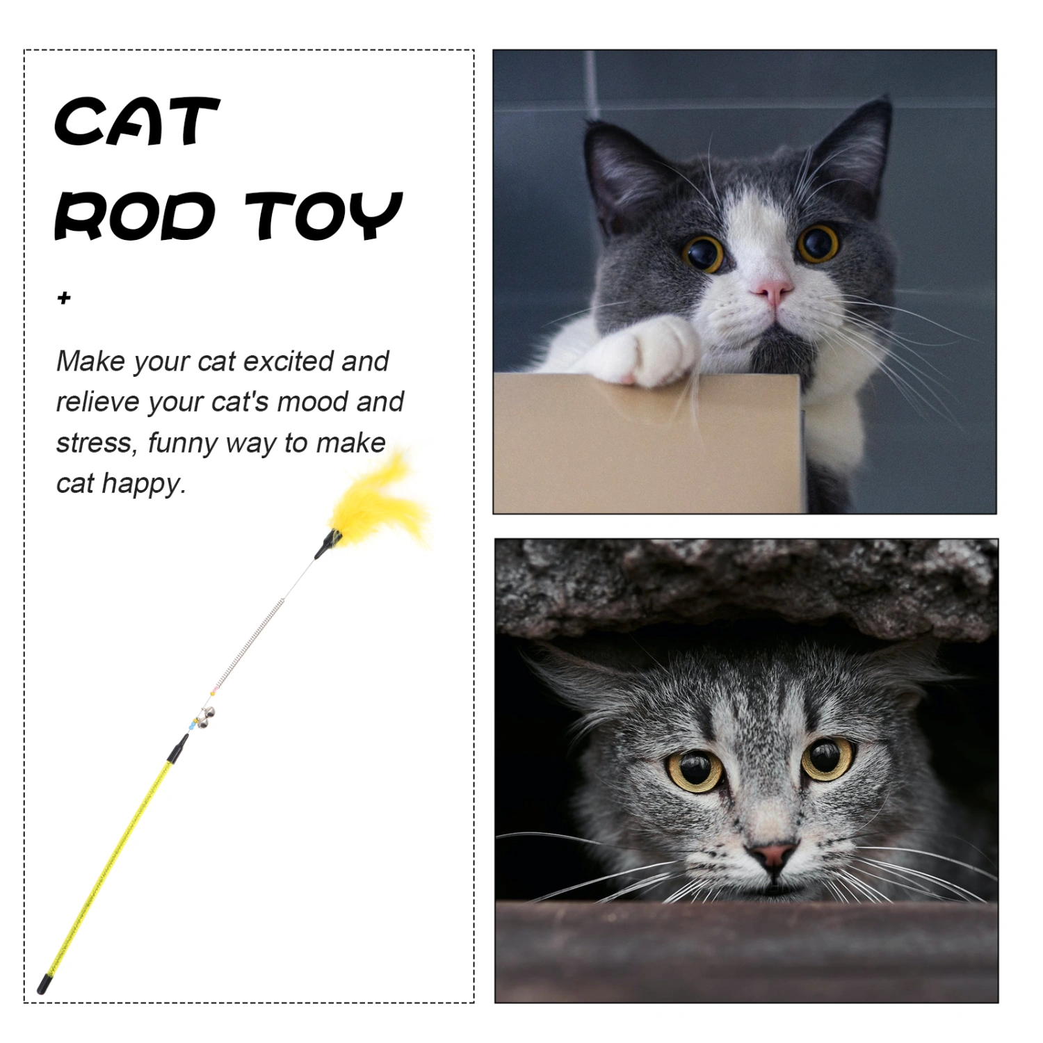 Interactive Cat Toys Cat Feather Teaser Sticks Cat Teasing Toys Pet Supplies