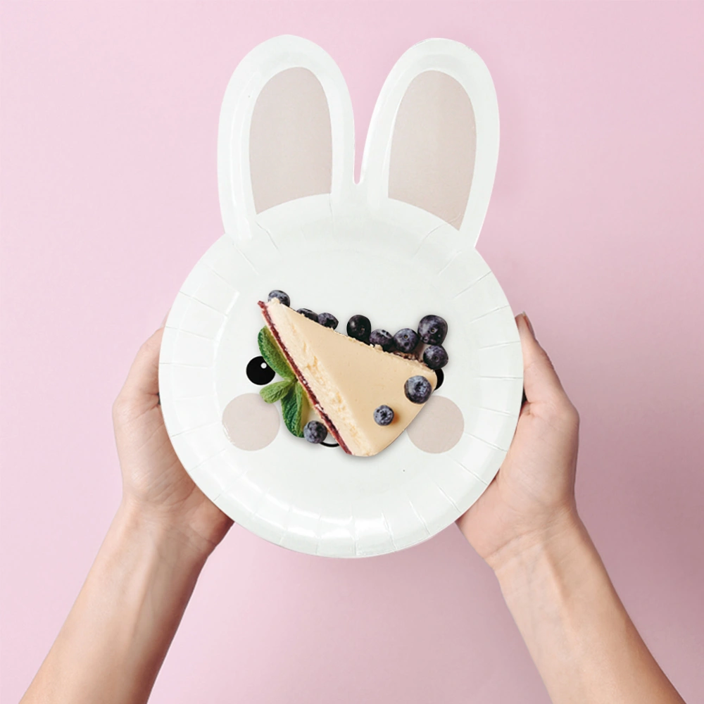 8pcs Rabbit Shape Paper Plates Festival Gatherings Disposable Easter Paper Plate