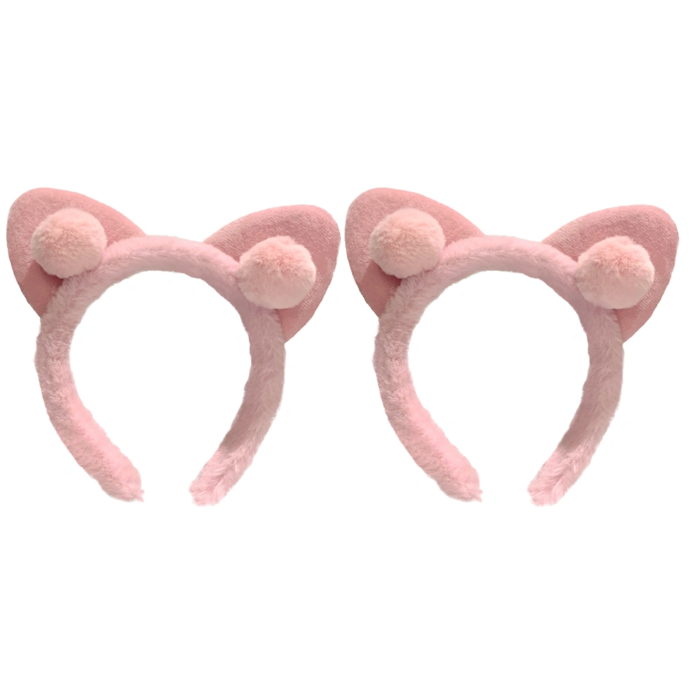 2pcs Car Ears Hairband Cat Ears Hard Hairband Hard Hair Bands Elastic Hair Hoops