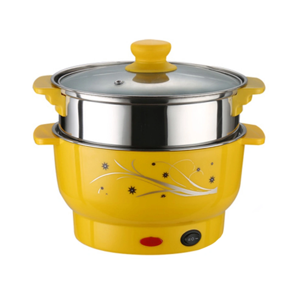 Small Cooking Pot Steel Ironing Electric Pot Multifunctional Steam Pot Double Layers Stockpot Steamer Cooking Boiler for Home Kitchen Office (24cm With Steamer US Plug)