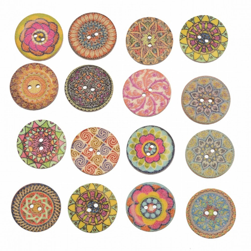 100pcs 20mm Round Buttons Double Hole Sewing Buttons Wooden Sewing Button Decorative Buttons for Clothes DIY (Mixed Color)