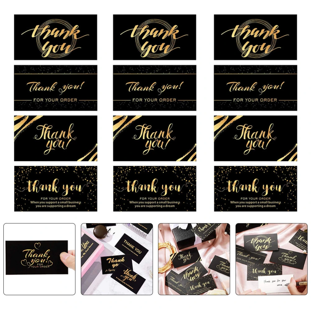 36pcs Handwriting Greeting Cards Festival Thank You Cards Blessing Cards (Black)