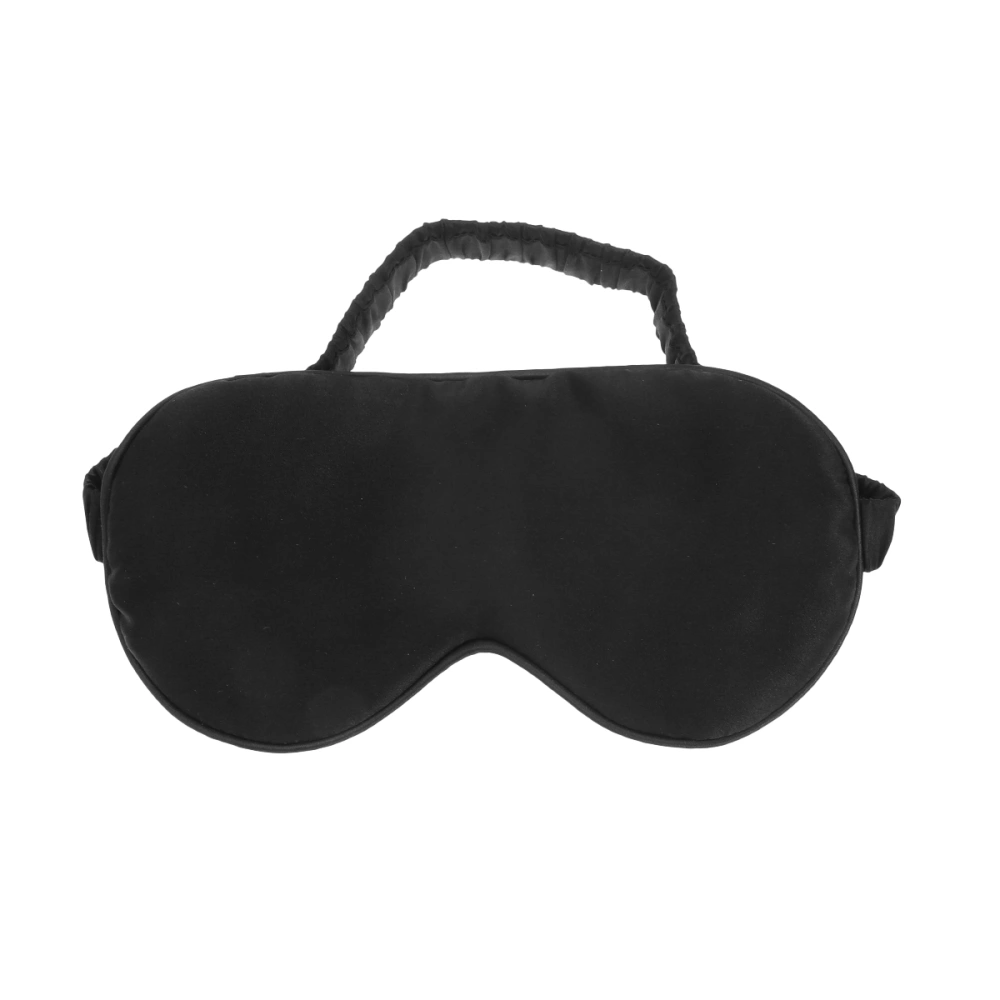 Natural Silk Smooth Sleep Eye Patch Cover Adjustable Silk Shading Black Eye Patch Blindfold(Black)