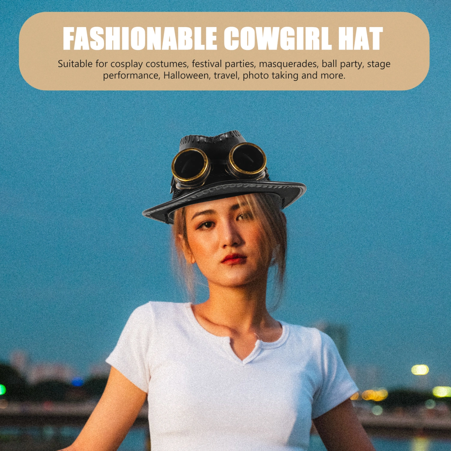 Punk Style Cowboy Hat Stage Performance Cowboy Hat Costume Ball Cowboy Hat With Sunglasses