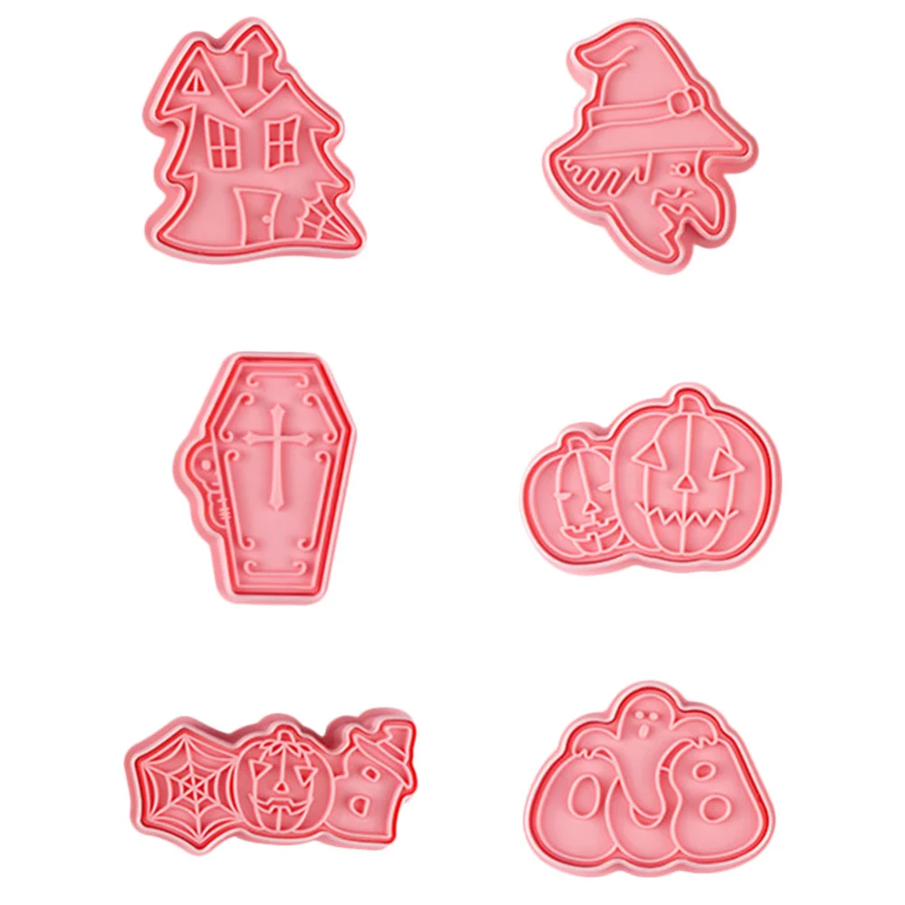 6Pcs Halloween Theme Molds Lovely Cookie Candy Molds Lovely DIY Molds (Pink)