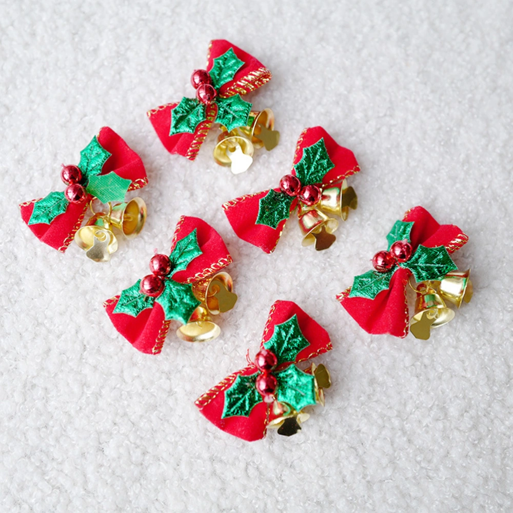 10Pcs Bowknot Bell Decors Christmas Wreath Ornaments Christmas Tree Decoration Party Supplies for Home Shop