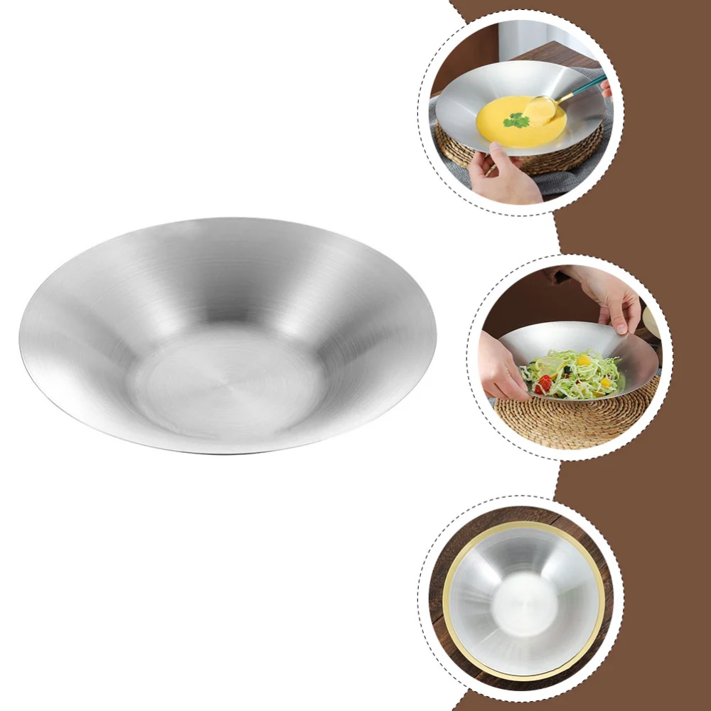 Stainless Steel Plate for Eating Stainless Steel Dish Round Dish Plate Cuisine Storage Plate