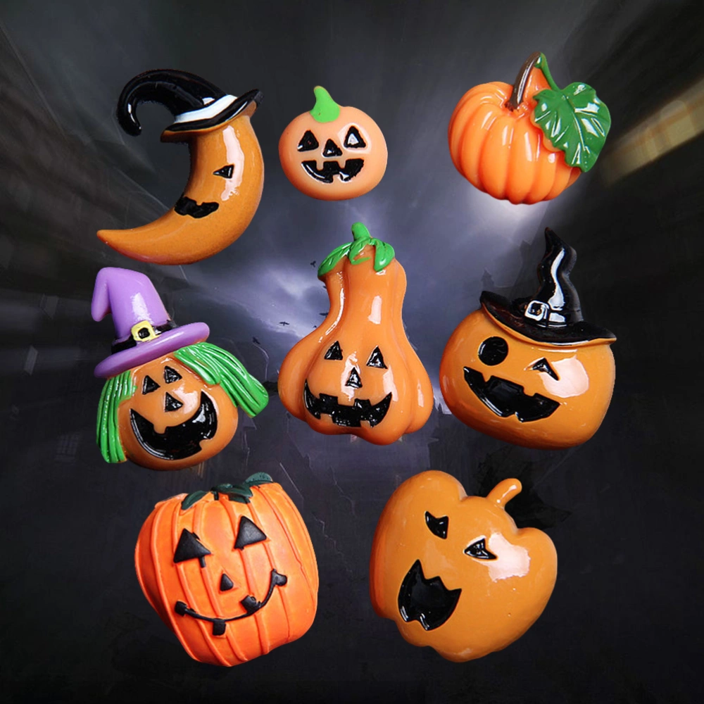 8 Pcs Halloween Themed Phone Case Accessories Eco-friendly Resin Pumpkin Pendant Funny Lovely Phone Cover DIY Jewelry