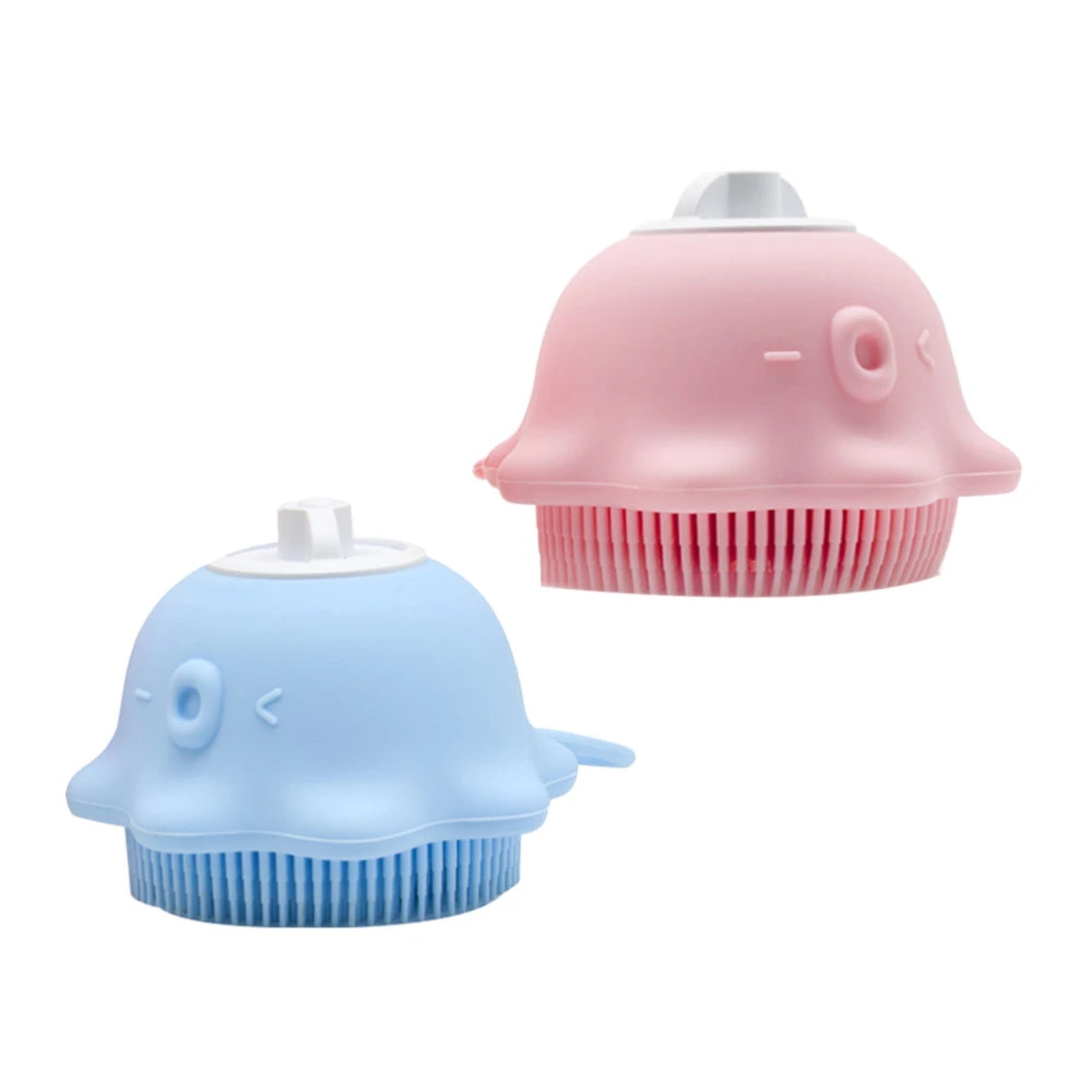 2Pcs Silicone Bath Brushes with Shower Gel Holder Adorable Shampoo Brushes