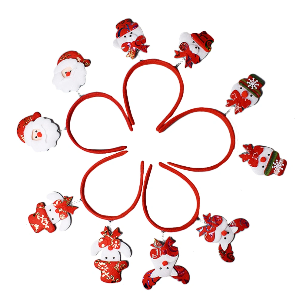 5PCS Christmas Headband Decorative Snata Head Snowman Head Hair Hair Accessories for Party Children (Ramdom Pattern)