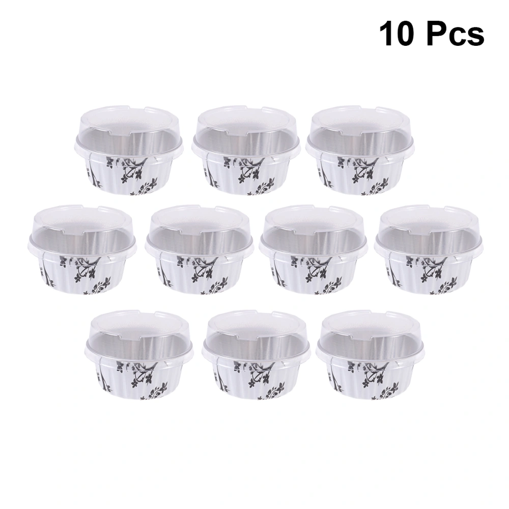 10Pcs 125ml Aluminum Foil Baking Cup Heat Resistant Cake Cups Pastry Muffin Molds Cupcake Liners Ramekins for Dessert Kitchen (Black)