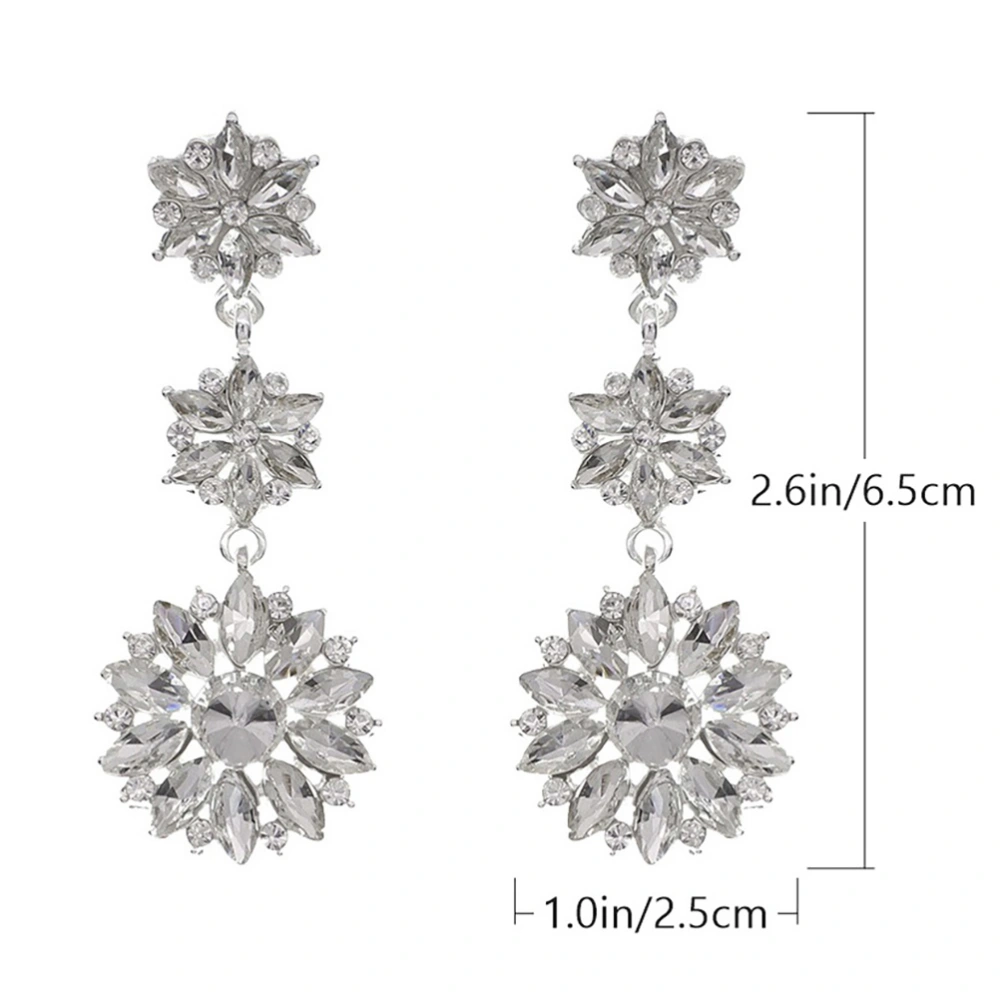 1 Pair Rhinestone Sunflower Shape Earrings Chic Shiny Ear Studs Lady Ear Jewelry