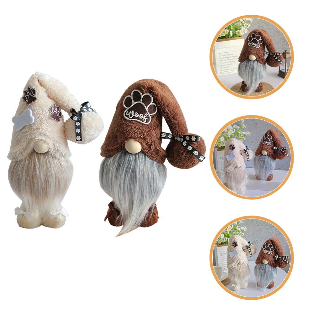 2pcs Plush Stuffed Gnome Doll Plush Doll Table Gnome Decoration Home Decor