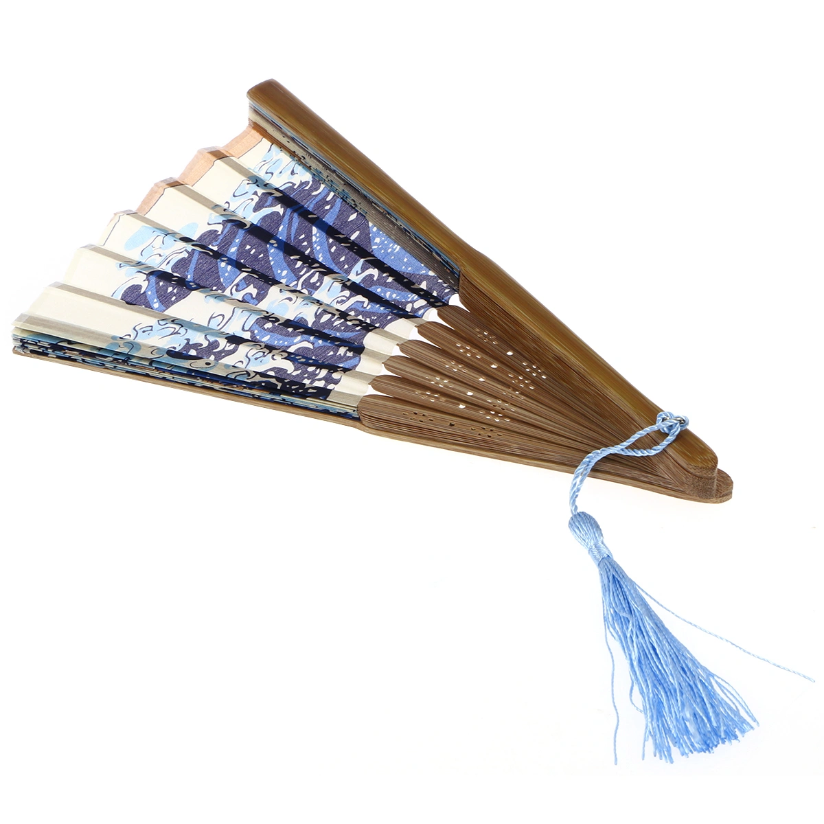 Japanese Style Handheld Folding Fan with Traditional Japanese Prints of Great Wave off Kanagawa