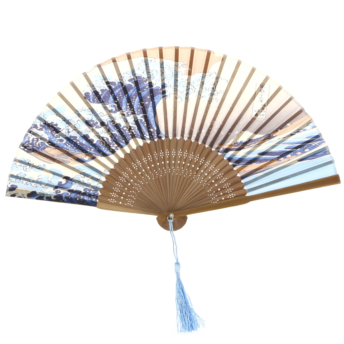 Japanese Style Handheld Folding Fan with Traditional Japanese Prints of Great Wave off Kanagawa