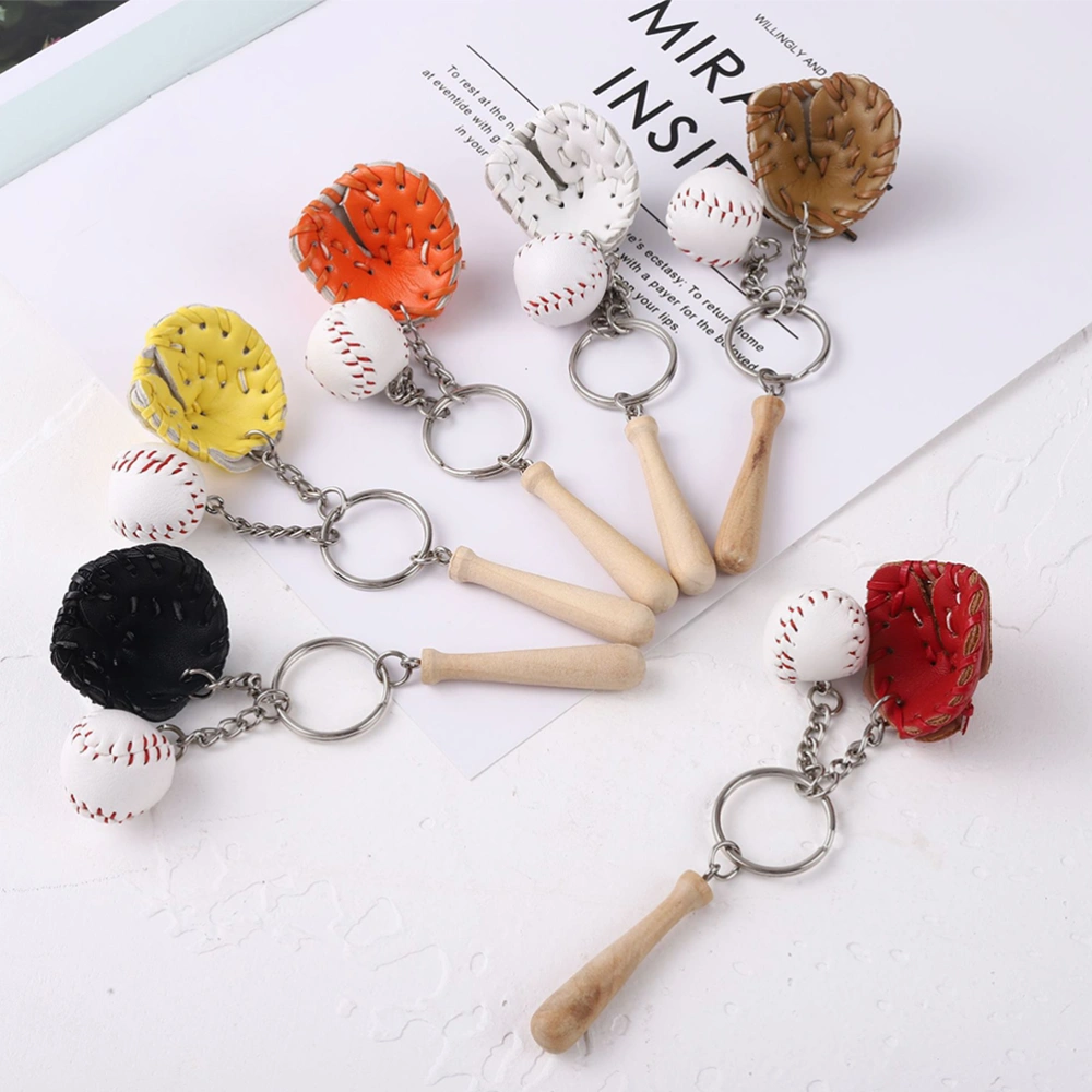 6Pcs Baseball Keychain Key Rings Backpack Bag Purse Handbag Hanging Decoration