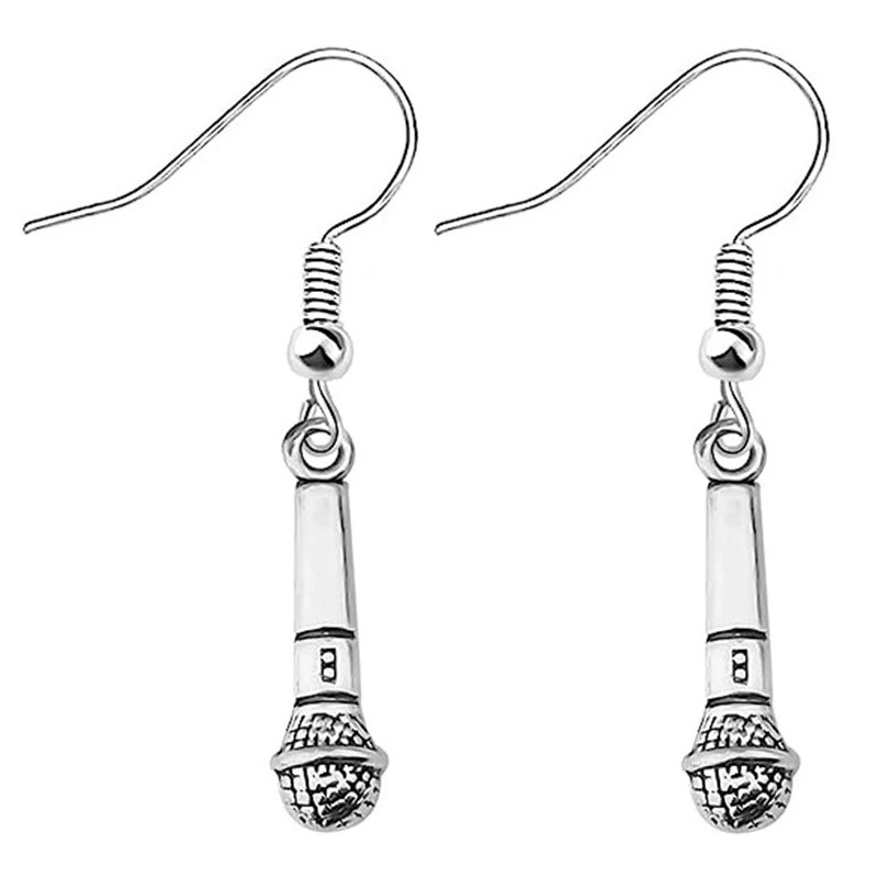 1 Pair of Microphone Earrings Metal Earrings Novelty Drop Dangle Earrings Fashion Earrings Jewelry