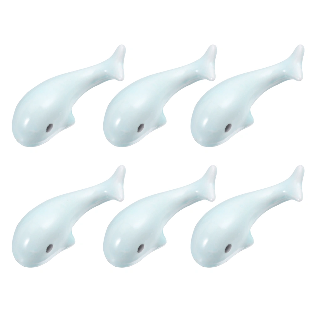 6 Pcs Ceramic Chopsticks Rack Blue Dolphin Shape Chopsticks Holder Chopsticks Rest Home Decoration Ornament