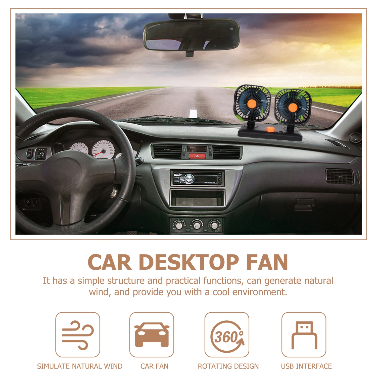 Car USB Fan Professional Vehicle Cooling Fan Small Silent Fan for Summer