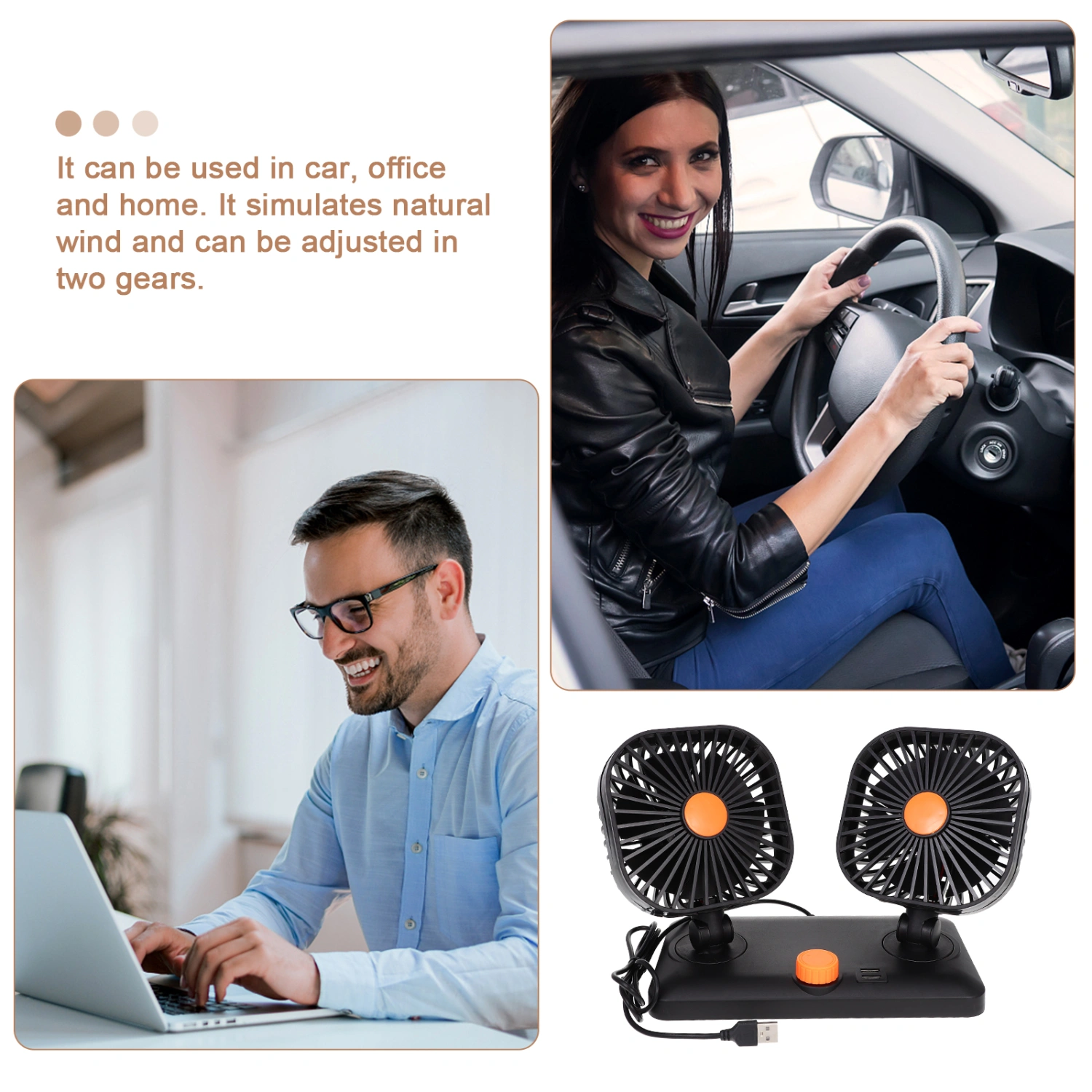 Car USB Fan Professional Vehicle Cooling Fan Small Silent Fan for Summer