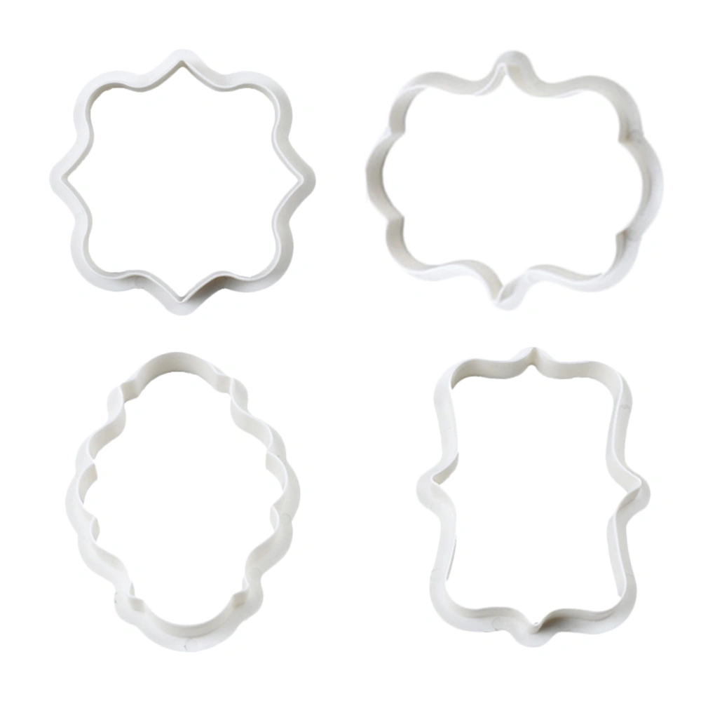 8PCS Nameplate Cookie Cutters Set Plastic Plaque Frame Biscuit Molds DIY Baking Tools for Dough Fondant Pastry