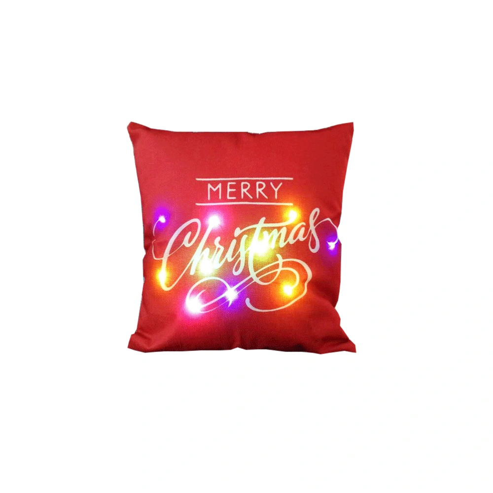 Christmas Throw Pillow Covers with LED Lights Linen Picturesque Light Up Christmas Series Cushion Cover Cases For Home  Living Room Bedroom Office Christmas Decor (3)