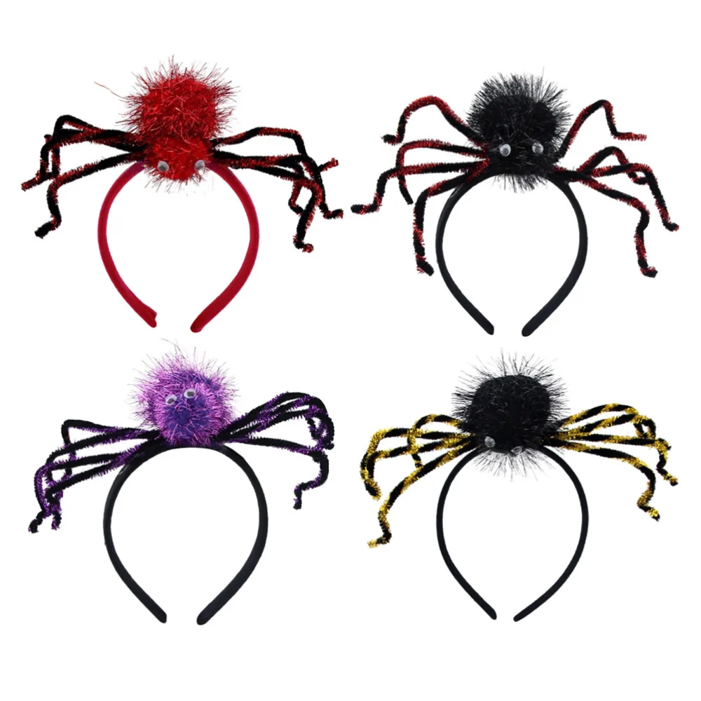 4pcs Halloween Spider Headbands Party Decorative Hairbands Hair Decorations