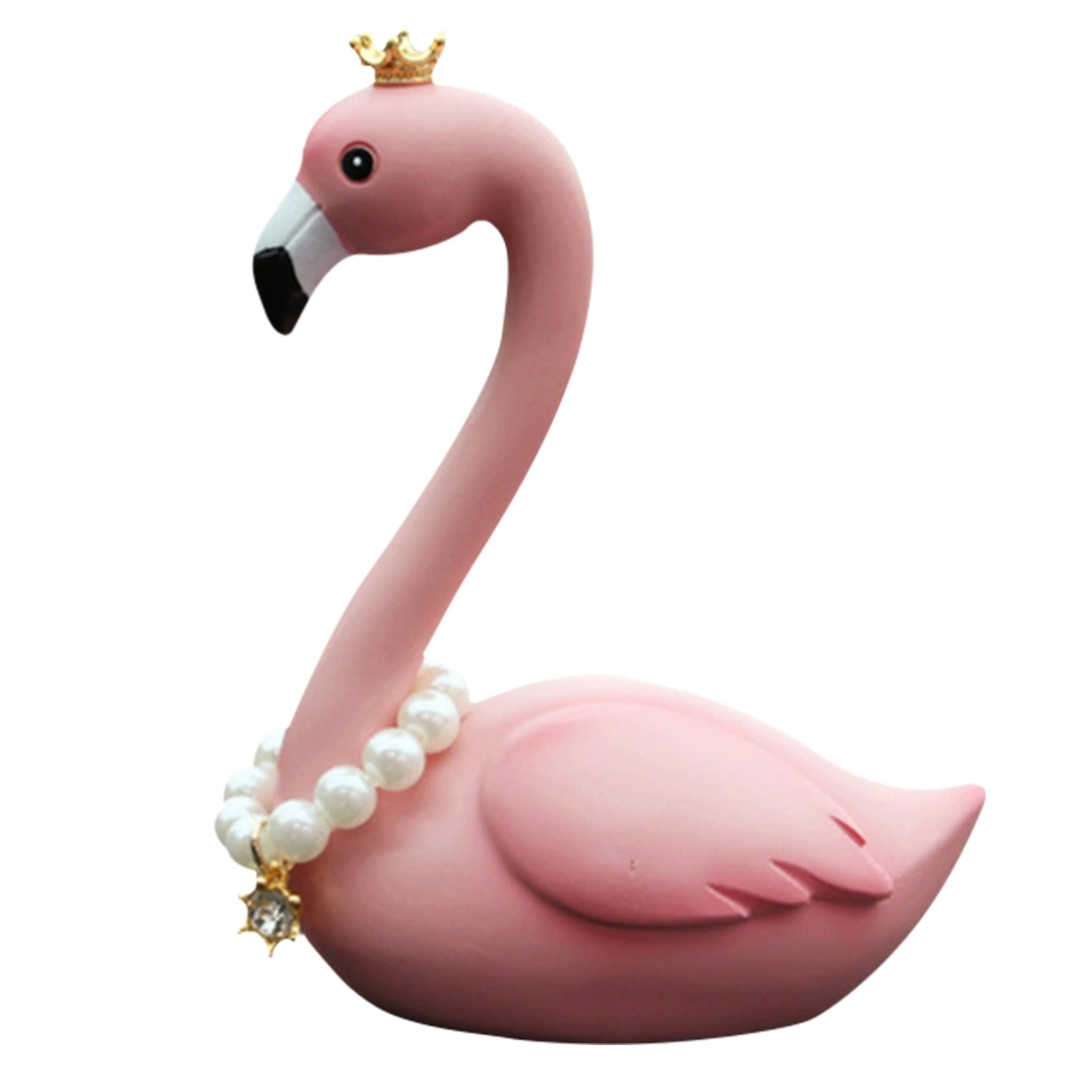 Car Decoration Nordic Style Love Bird Flamingo Pattern Creative Interior Car Ornament (Crown Round Eye Tightened Wings)(Pink)